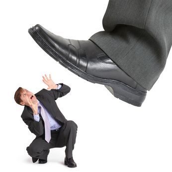 Big foot of crisis crushes entrepreneur